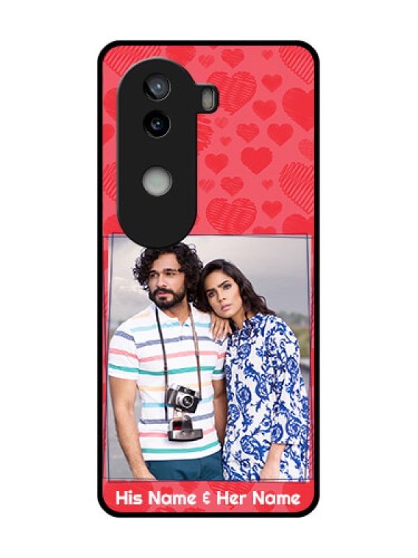 Custom iQOO Z9s 5G Custom Glass Phone CaseWith Red Heart Symbols Design
