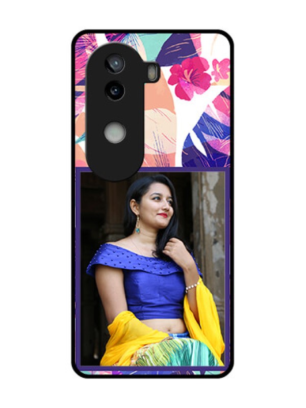 Custom iQOO Z9s 5G Custom Glass Phone CaseAbstract Floral Design