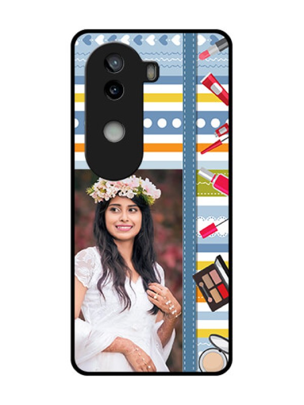Custom iQOO Z9s 5G Custom Glass Phone CaseMakeup Icons Design