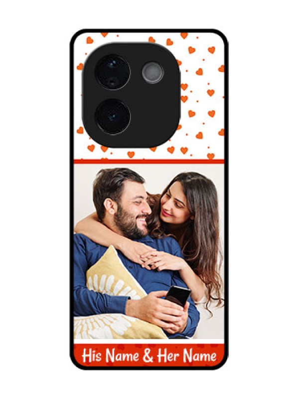 Custom iQOO Z9s Pro 5G Custom Glass Phone CaseOrange Love Symbol Design