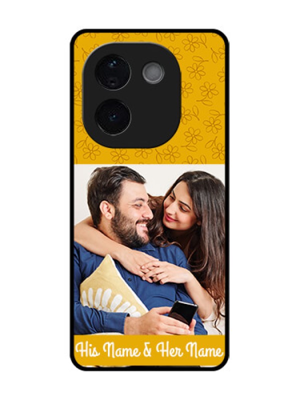 Custom iQOO Z9s Pro 5G Custom Glass Phone CaseYellow Floral Design