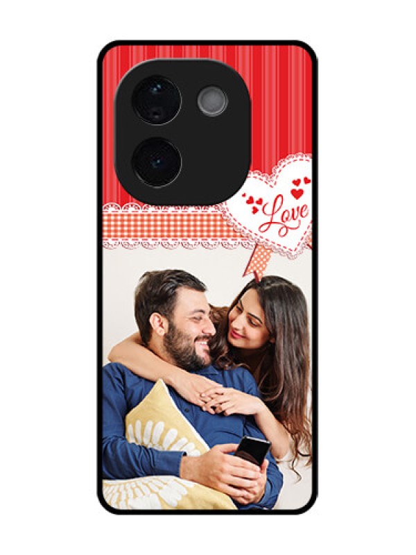 Custom iQOO Z9s Pro 5G Custom Glass Phone CaseRed Love Pattern Design