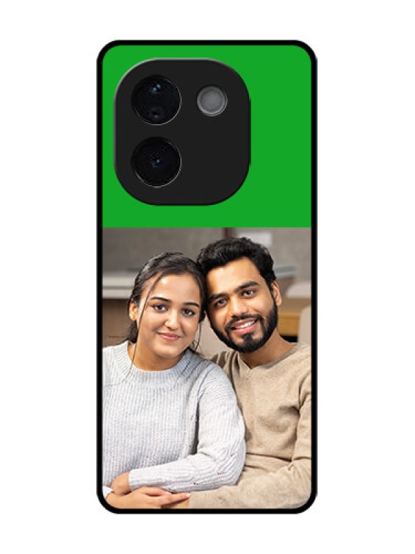 Custom iQOO Z9s Pro 5G Custom Glass Phone CaseGreen Pattern Design