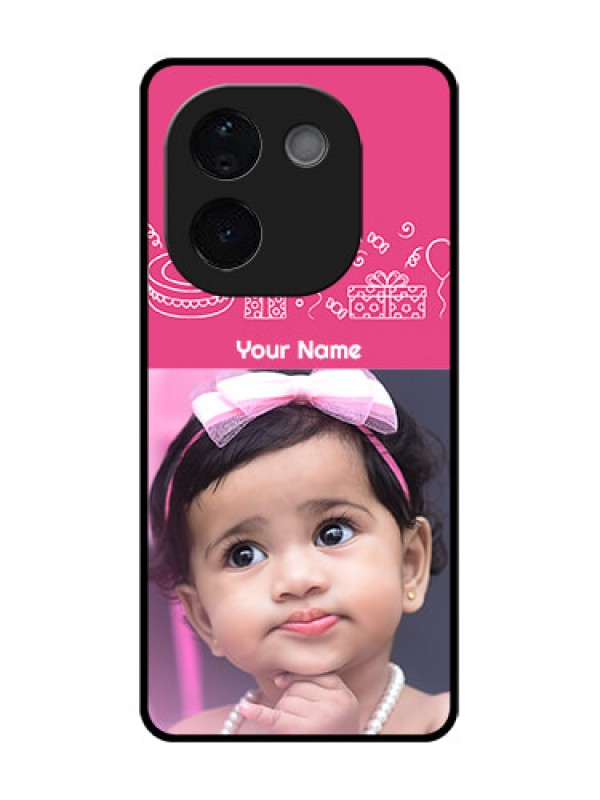 Custom iQOO Z9s Pro 5G Custom Glass Phone CaseWith Birthday Line Art Design