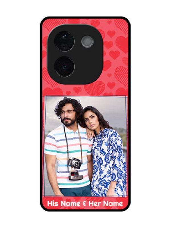 Custom iQOO Z9s Pro 5G Custom Glass Phone CaseWith Red Heart Symbols Design
