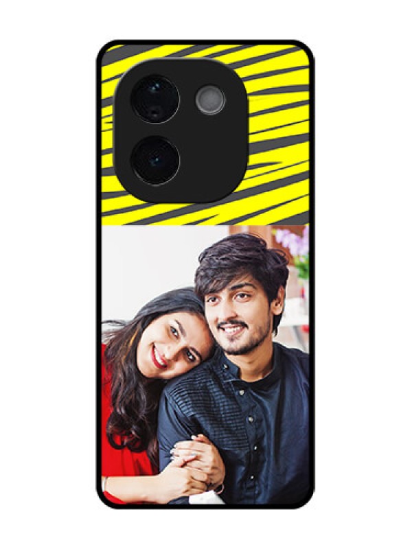 Custom iQOO Z9s Pro 5G Custom Glass Phone CaseYellow Abstract Design