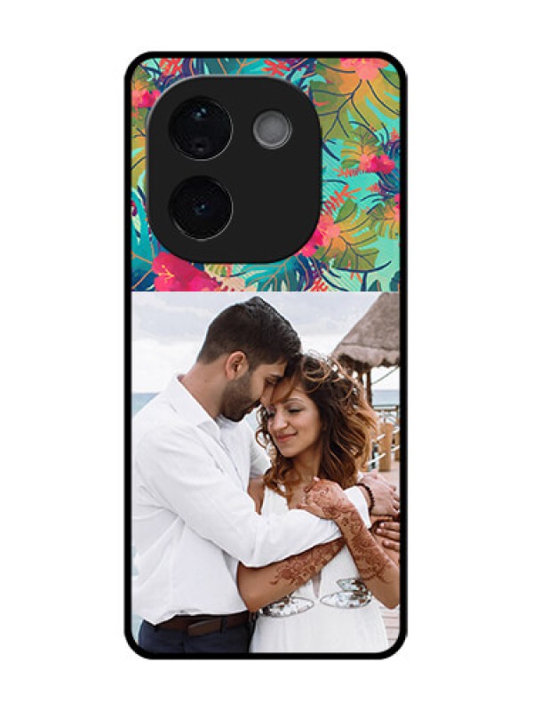 Custom iQOO Z9s Pro 5G Custom Glass Phone CaseWatercolor Floral Design