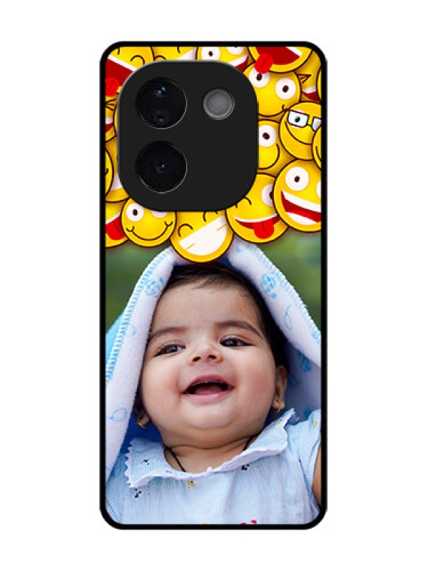 Custom iQOO Z9s Pro 5G Custom Glass Phone CaseWith Smiley Emoji Design