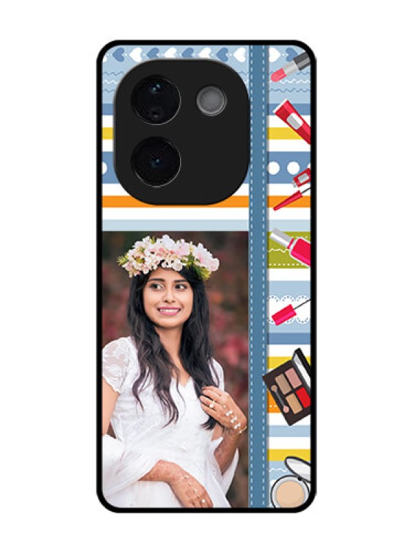 Custom iQOO Z9s Pro 5G Custom Glass Phone CaseMakeup Icons Design