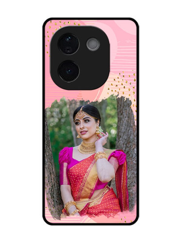 Custom iQOO Z9s Pro 5G Custom Glass Phone CaseGold Glitter Splash Design