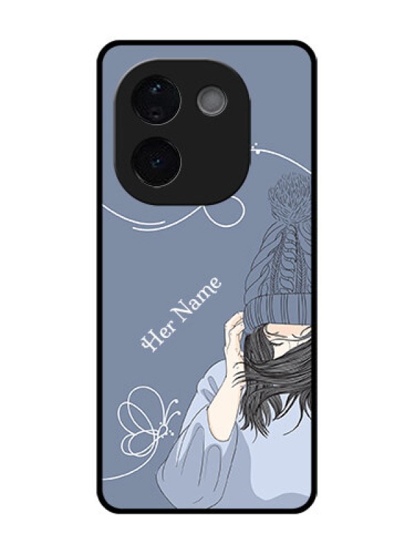 Custom iQOO Z9s Pro 5G Custom Glass Phone CaseGirl In Winter Outfit Design