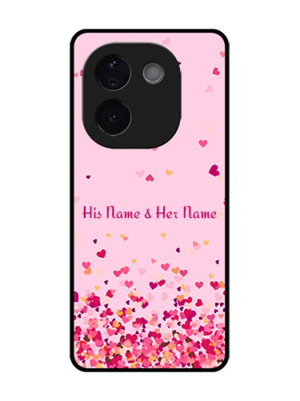 Custom iQOO Z9s Pro 5G Custom Glass Phone CaseFloating Hearts Design
