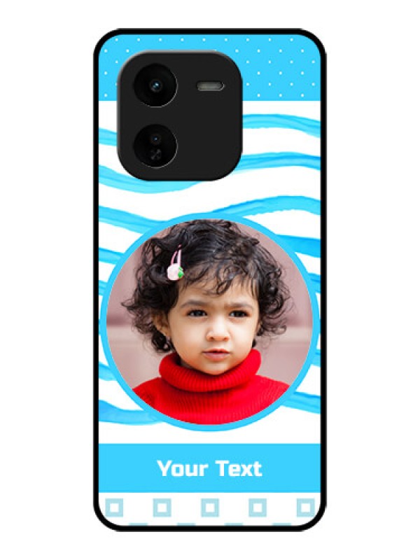 Custom iQOO Z9X 5G Custom Glass Phone CaseSimple Blue Case Design