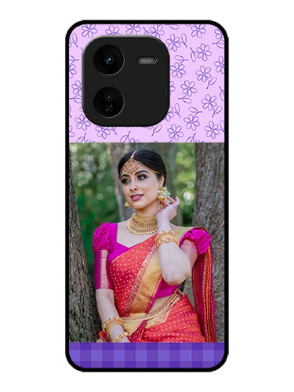 Custom iQOO Z9X 5G Custom Glass Phone CasePurple Floral Design