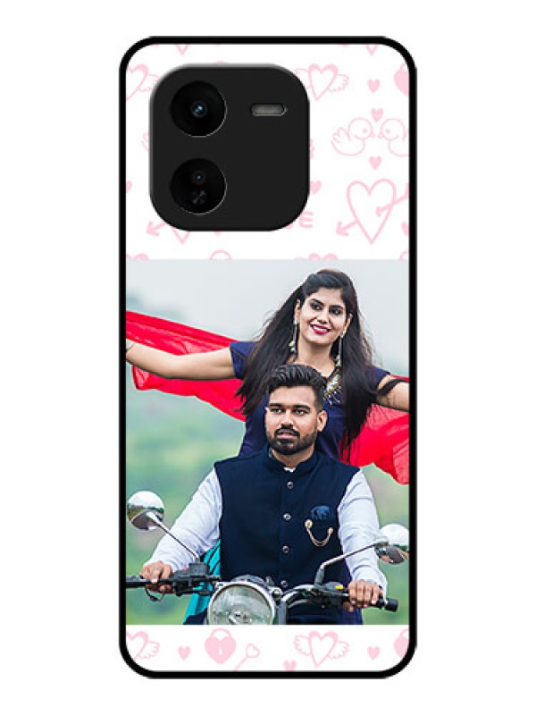 Custom iQOO Z9X 5G Custom Glass Phone CasePink Flying Heart Design