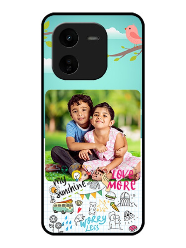 Custom iQOO Z9X 5G Custom Glass Phone CaseDoodle Love Design