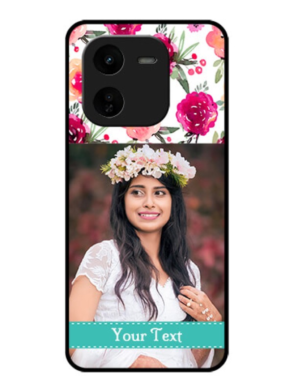 Custom iQOO Z9X 5G Custom Glass Phone CaseWater Colors Floral Design