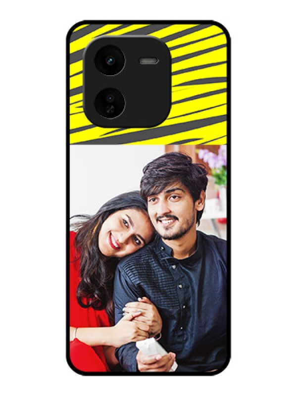 Custom iQOO Z9X 5G Custom Glass Phone CaseYellow Abstract Design