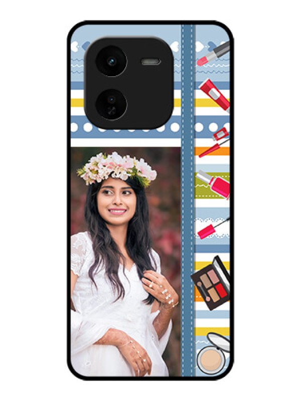 Custom iQOO Z9X 5G Custom Glass Phone CaseMakeup Icons Design