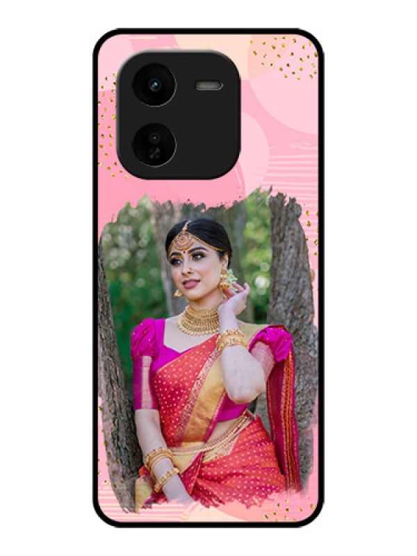 Custom iQOO Z9X 5G Custom Glass Phone CaseGold Glitter Splash Design