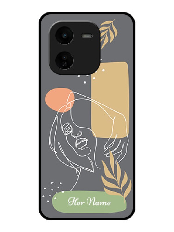 Custom iQOO Z9X 5G Custom Glass Phone CaseGazing Woman Line Art Design
