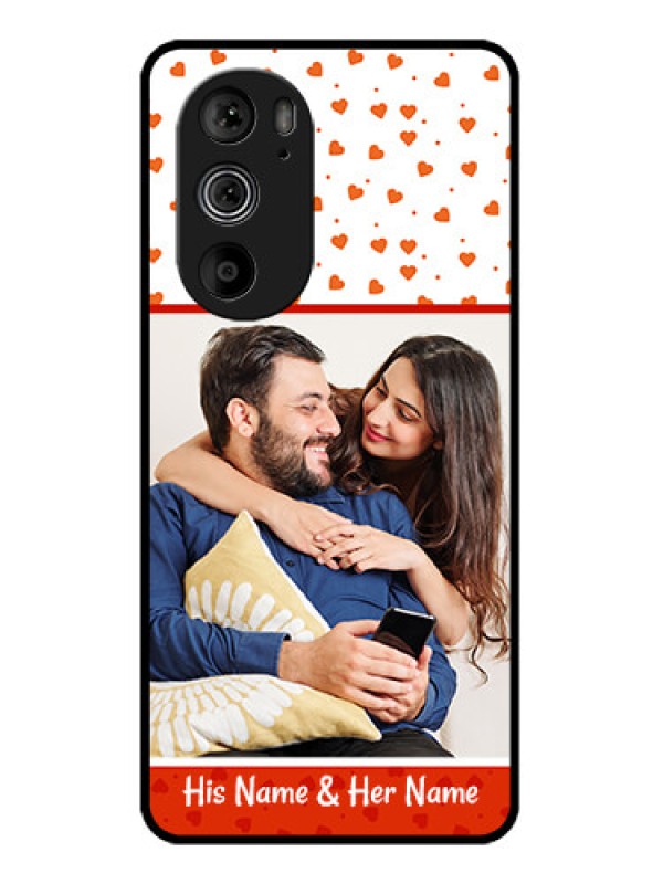 Custom Motorola Edge 30 Pro Custom Glass Phone Case - Orange Love Symbol Design