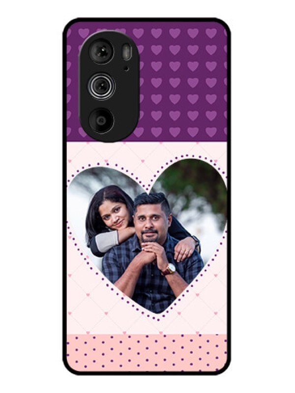 Custom Motorola Edge 30 Pro Custom Glass Phone Case - Violet Love Dots Design