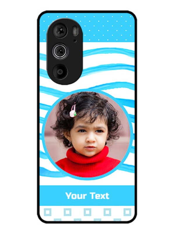 Custom Motorola Edge 30 Pro Custom Glass Phone Case - Simple Blue Case Design