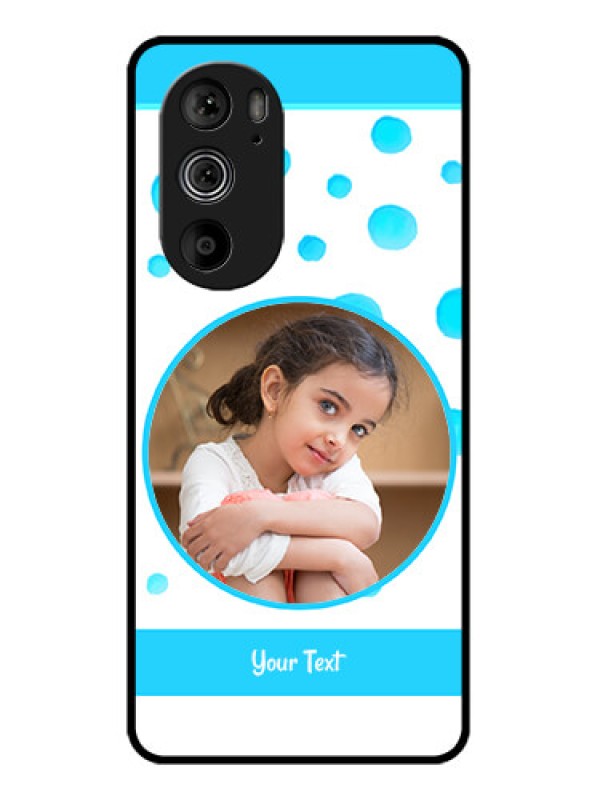 Custom Motorola Edge 30 Pro Custom Glass Phone Case - Blue Bubbles Pattern Design
