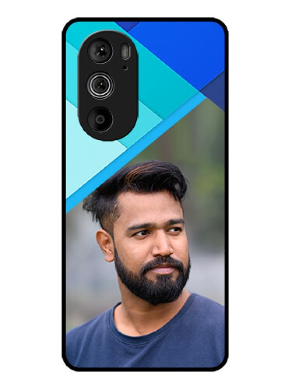 Custom Motorola Edge 30 Pro Custom Glass Phone Case - Blue Pattern Design