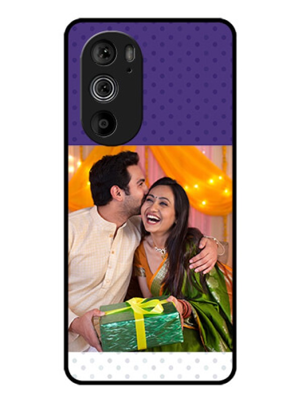 Custom Motorola Edge 30 Pro Custom Glass Phone Case - Violet Colored Pattern Design