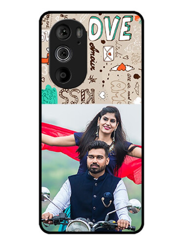 Custom Motorola Edge 30 Pro Custom Glass Phone Case - Love Doodle Pattern