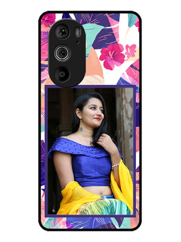 Custom Motorola Edge 30 Pro Custom Glass Phone Case - Abstract Floral Design