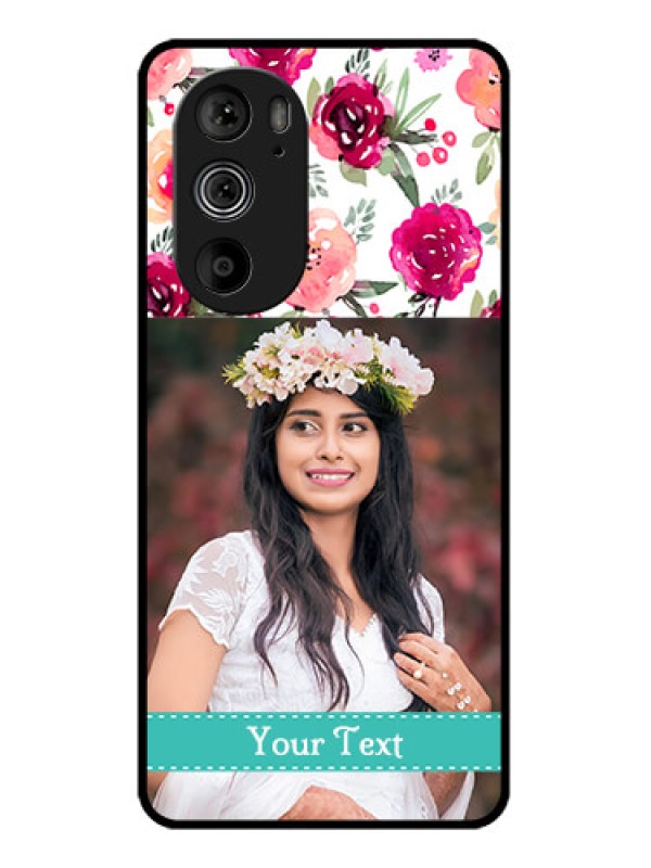 Custom Motorola Edge 30 Pro Custom Glass Phone Case - Water Colors Floral Design