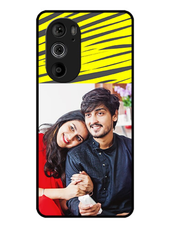 Custom Motorola Edge 30 Pro Custom Glass Phone Case - Yellow Abstract Design