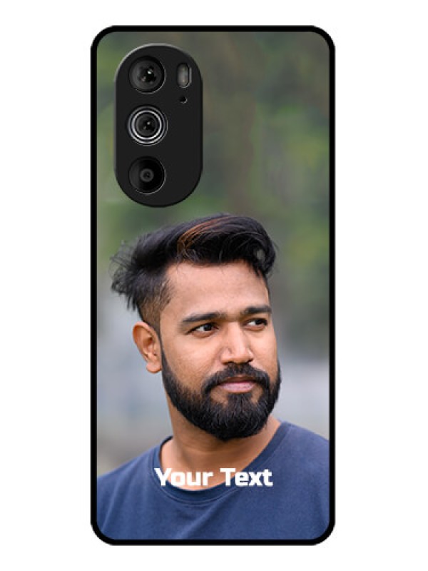 Custom Motorola Edge 30 Pro Custom Glass Phone Case - Photo With Text Design