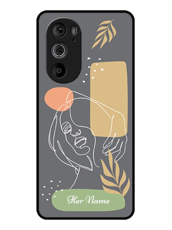 Custom Motorola Edge 30 Pro Custom Glass Phone Case - Gazing Woman Line Art Design