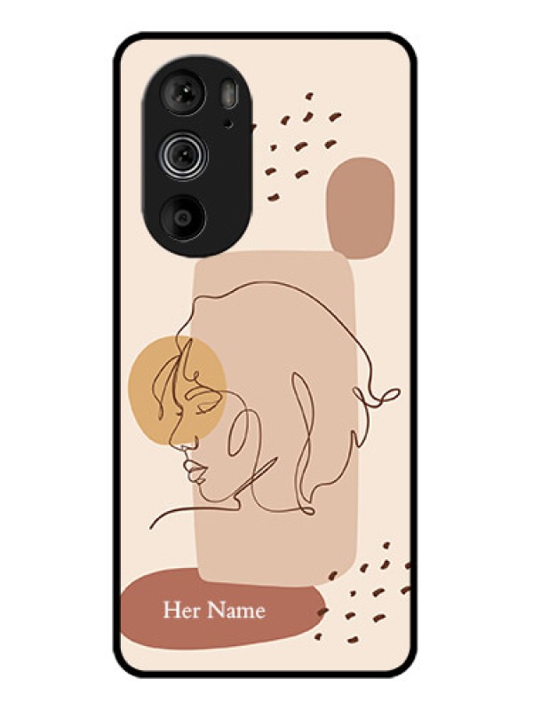 Custom Motorola Edge 30 Pro Custom Glass Phone Case - Calm Woman Line Art Design