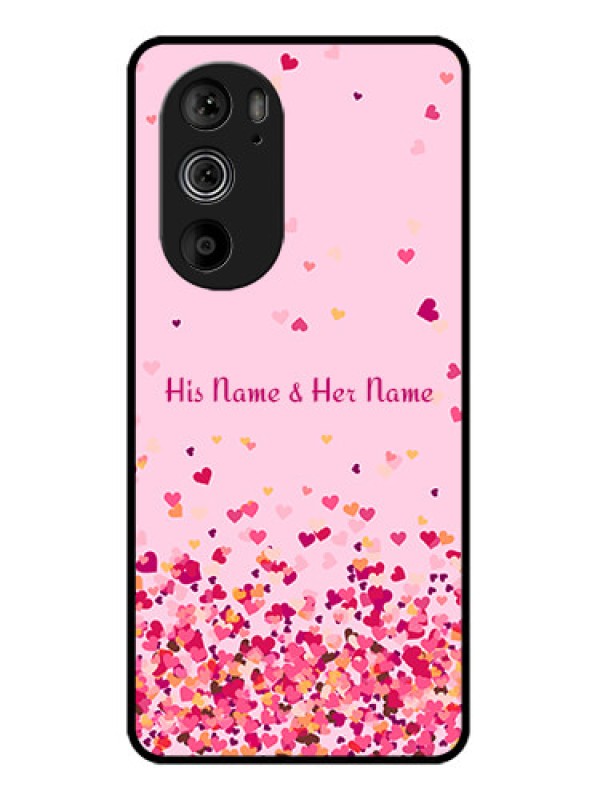 Custom Motorola Edge 30 Pro Custom Glass Phone Case - Floating Hearts Design
