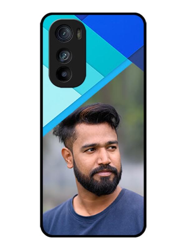 Custom Motorola Edge 30 Custom Glass Phone Case - Blue Pattern Design