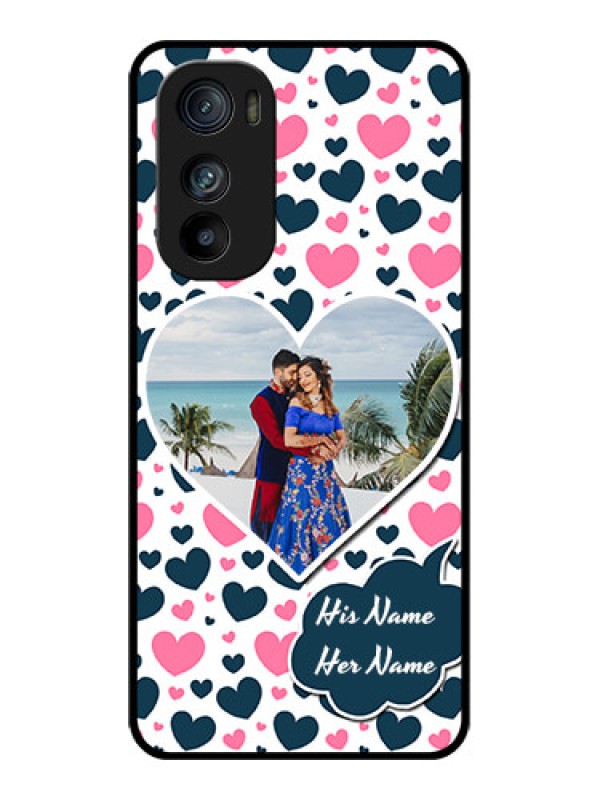 Custom Motorola Edge 30 Custom Glass Phone Case - Pink & Blue Heart Design