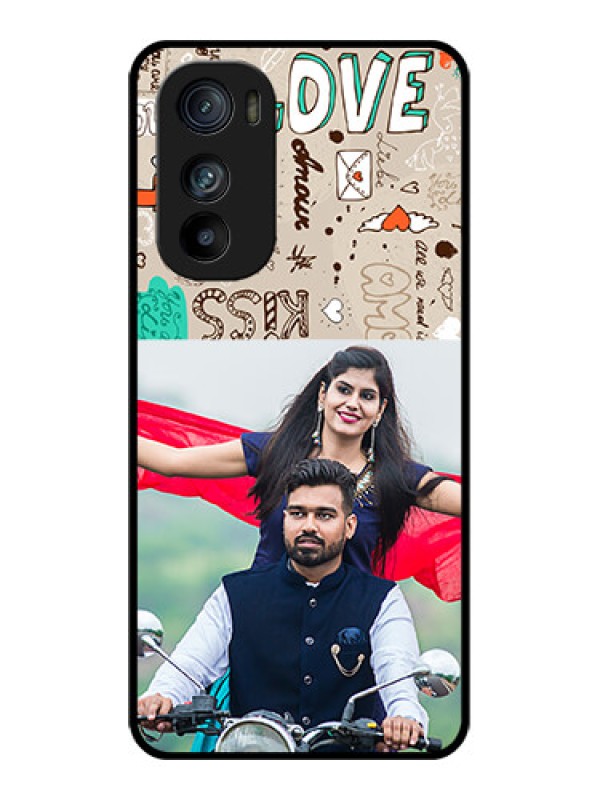 Custom Motorola Edge 30 Custom Glass Phone Case - Love Doodle Pattern