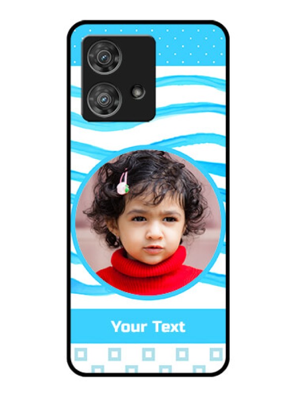 Custom Motorola Edge 40 Neo Custom Glass Phone Case - Simple Blue Case Design