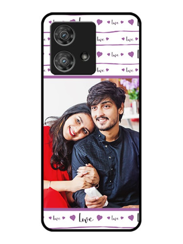 Custom Motorola Edge 40 Neo Custom Glass Phone Case - Couples Heart Design