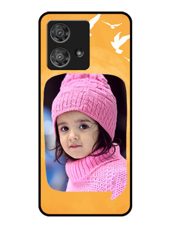 Custom Motorola Edge 40 Neo Custom Glass Phone Case - Water Color Design With Bird Icons
