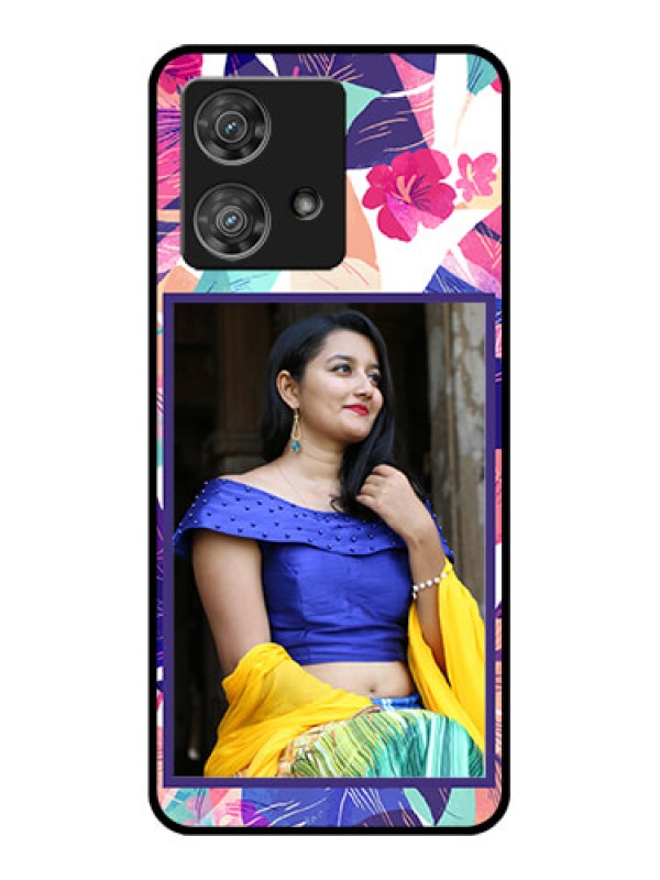 Custom Motorola Edge 40 Neo Custom Glass Phone Case - Abstract Floral Design