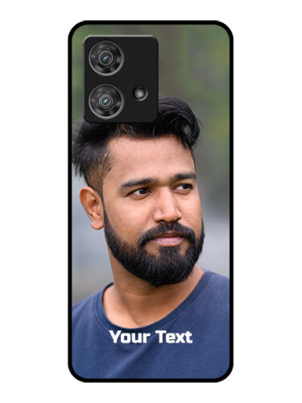 Custom Motorola Edge 40 Neo Custom Glass Phone Case - Photo With Text Design