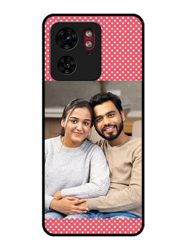 Custom Motorola Edge 40 Custom Glass Phone Case - White Dotted Design
