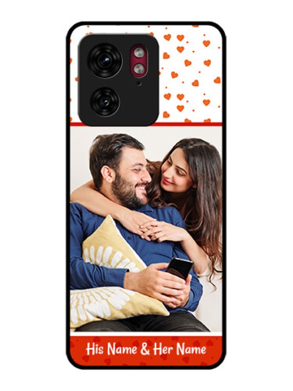 Custom Motorola Edge 40 Custom Glass Phone Case - Orange Love Symbol Design