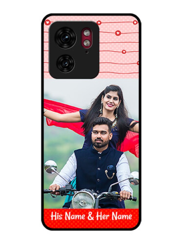 Custom Motorola Edge 40 Custom Glass Phone Case - Red Pattern Case Design